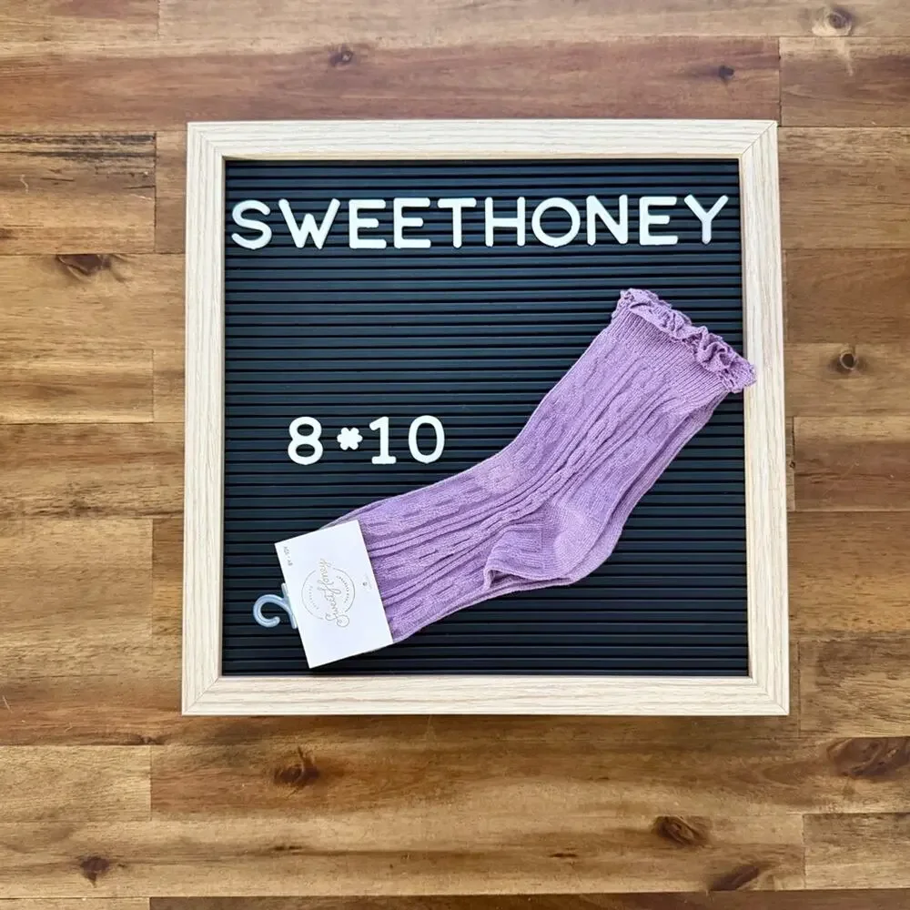 NEW SweetHoney Purple Ankle Cable Knit Socks 8/10 Girls Accessories